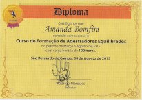 Diploma de adestramento equilibrado expedido pela Equilibrio dos Reforços